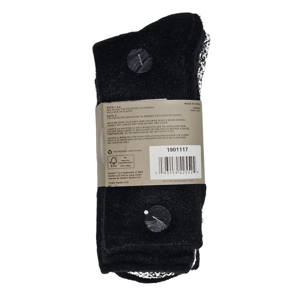 Hunter Socks Black Multi Women's Cozy Socks 4 Pairs Gift Classic Preppy Winter